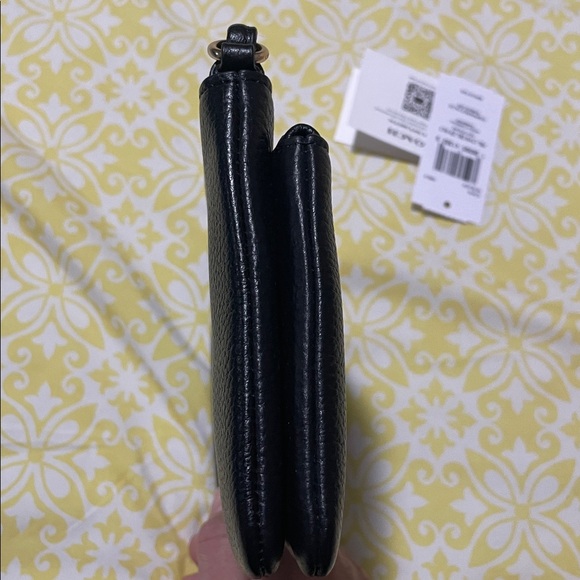 Coach Double Zipper Pebbled Leather Black Wristlet Wallet NWT - Picture 5 of 8
